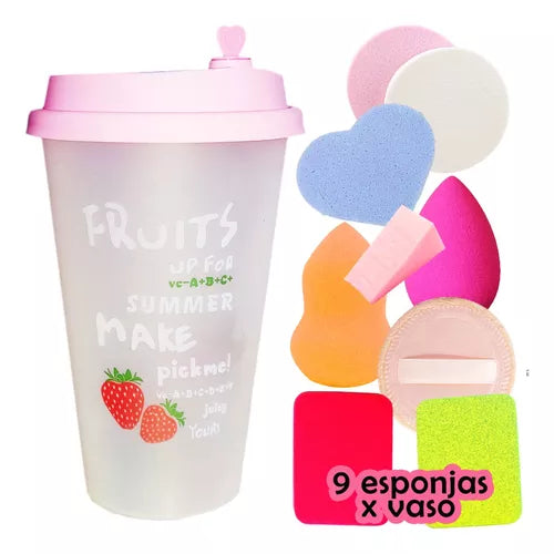 Beauty Blender With Cup, 9 In 1 Makeup Blender, Soft Makeup Sponge Puff Set With Jar, Beauty Blender Glass Beauty Blender With Cup, 9 In 1 Makeup Blender, Soft Makeup Sponge Puff Set With Jar, Beauty Blender Glass